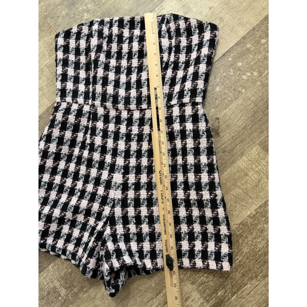 Anthropologie Hutch White Pink Gingham Tweed Strapless‎ Romper Jumpsuit  6 New - Picture 7 of 8
